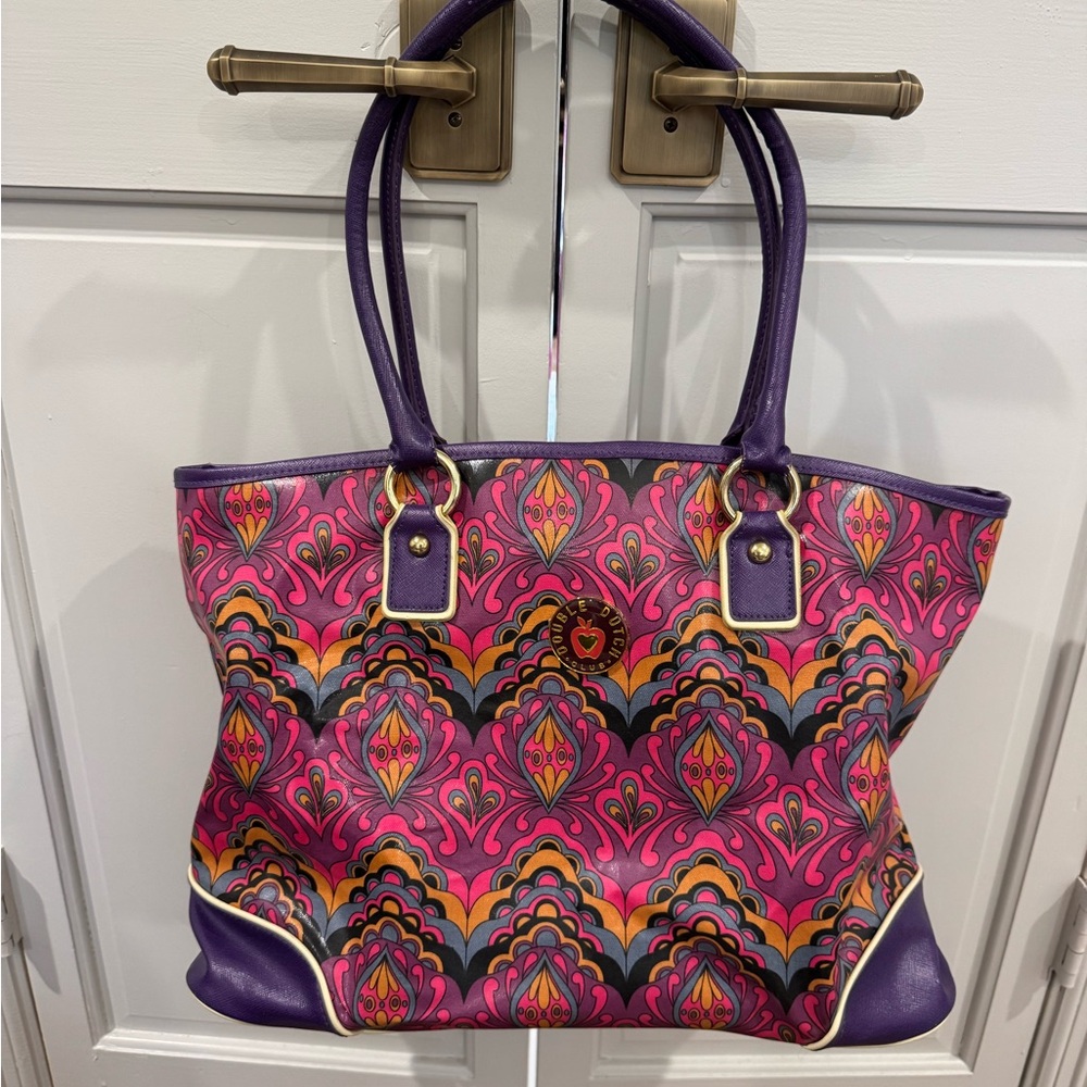 Vibrant Designer Tote with Purple and Pink Accents